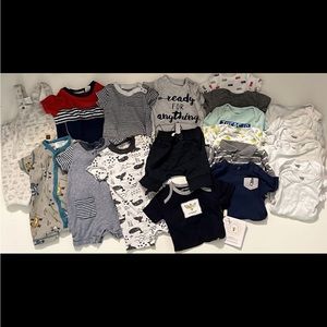 HUGE baby boy clothing lot onesies shortalls size 0-3months